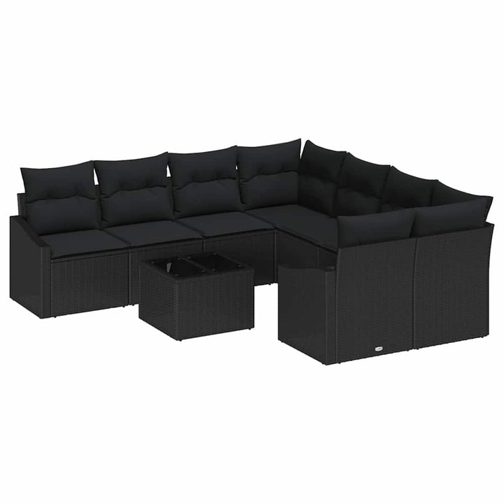 Havesofa Sæt med pude med opbevaring 9 pcs Sort 55 x 55 x 37 cm