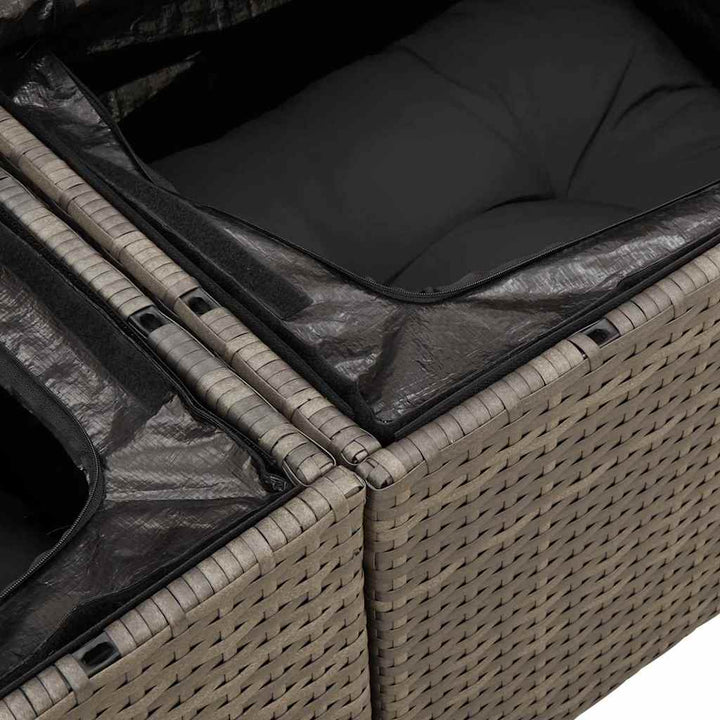 Have Spisebordssæt 5 pcs Grå Poly Rattan og pulverlakeret stål