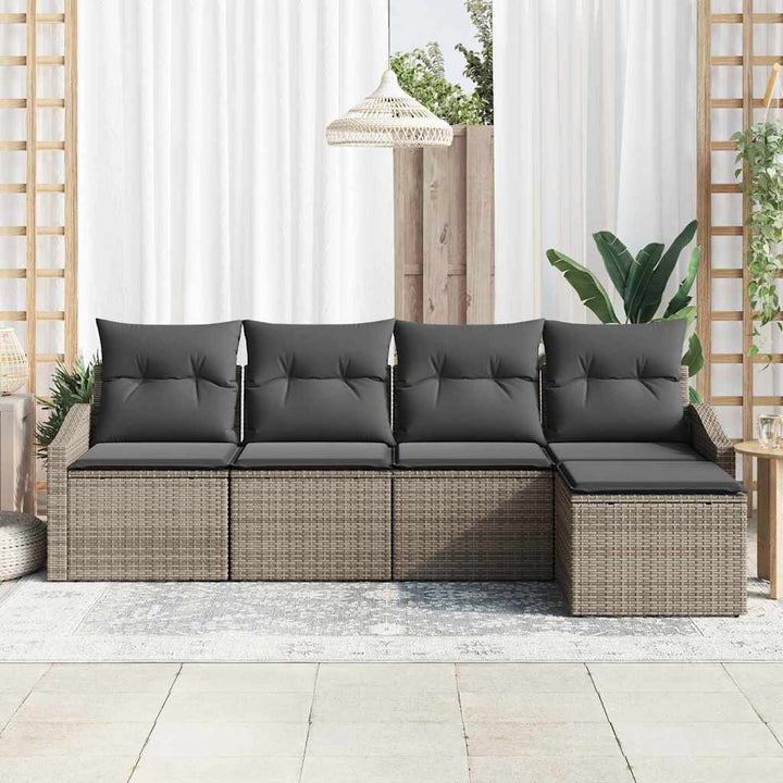 Have Spisebordssæt 5 pcs Grå Poly Rattan og pulverlakeret stål