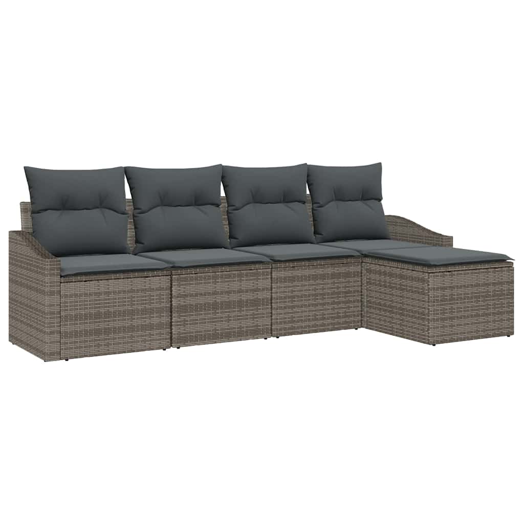 Have Spisebordssæt 5 pcs Grå Poly Rattan og pulverlakeret stål