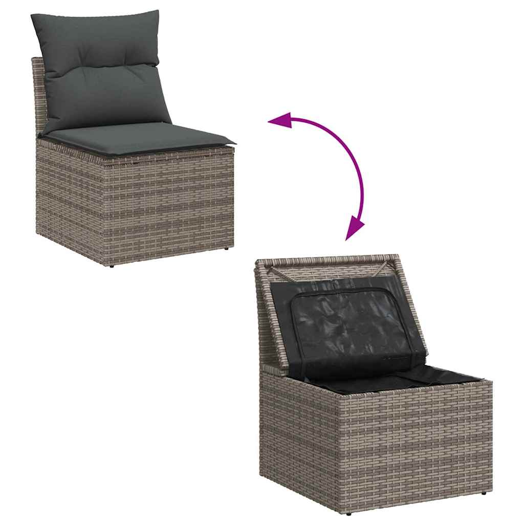 Have Spisebordssæt 5 pcs Grå Poly Rattan og pulverlakeret stål
