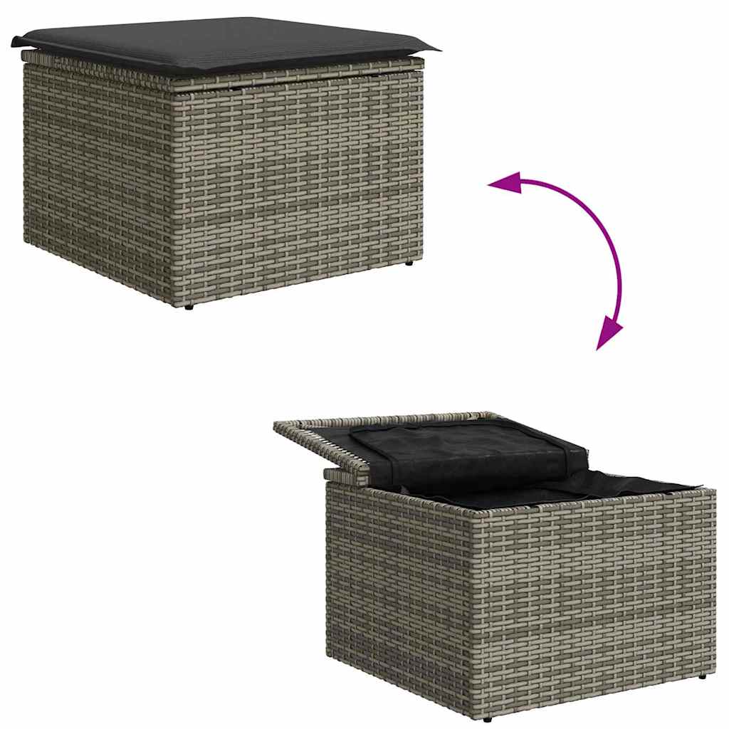 Have Spisebordssæt 5 pcs Grå Poly Rattan og pulverlakeret stål
