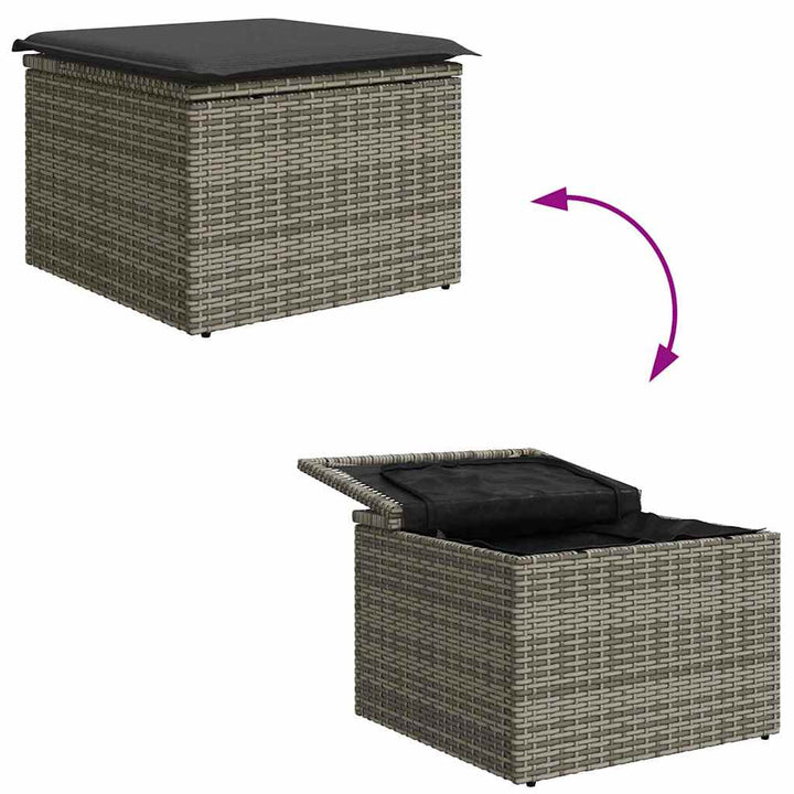 Have Spisebordssæt 5 pcs Grå Poly Rattan og pulverlakeret stål