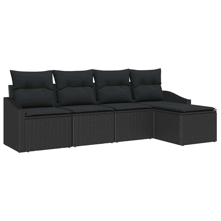 Have Spisebordssæt 5 pcs Sort Poly Rattan og pulverlakeret stål