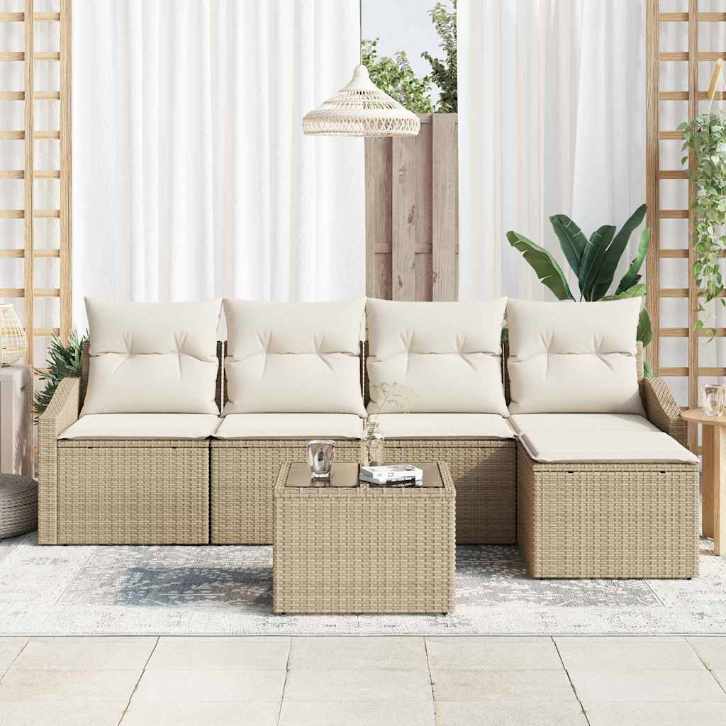 Have Spisebordssæt med pude med opbevaring 6 pcs Beige og creme