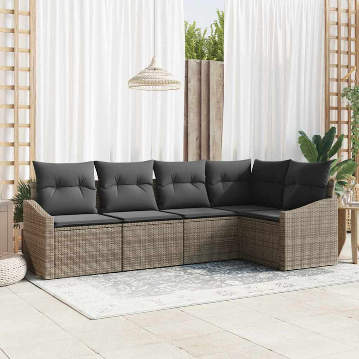 Have Spisebordssæt 5 pcs Grå Poly Rattan og pulverlakeret stål