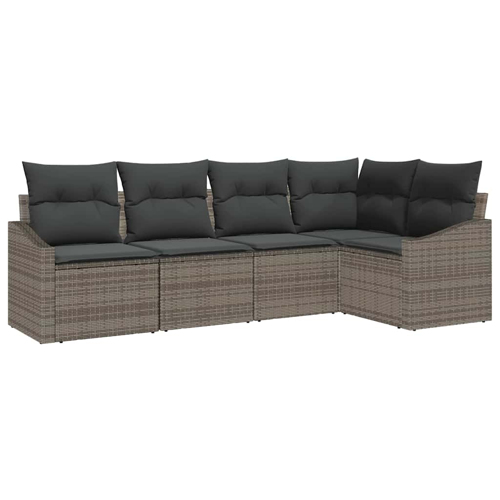 Have Spisebordssæt 5 pcs Grå Poly Rattan og pulverlakeret stål