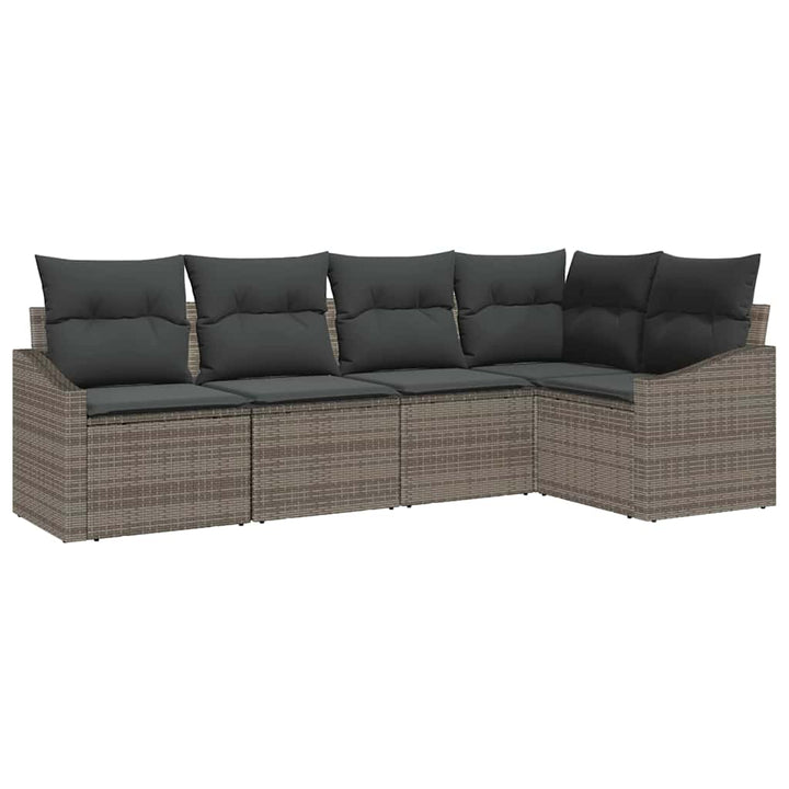 Have Spisebordssæt 5 pcs Grå Poly Rattan og pulverlakeret stål