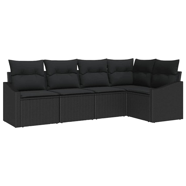 Have Spisebordssæt 5 pcs Sort Poly Rattan og pulverlakeret stål