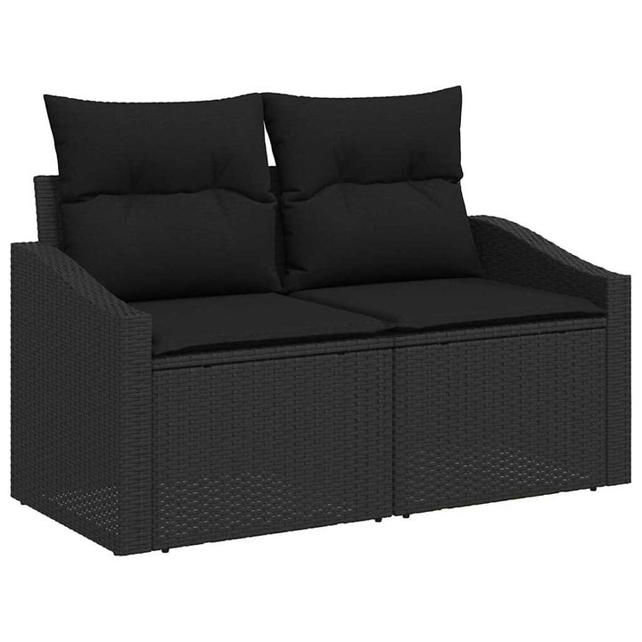 Have Spisebordssæt 5 pcs Sort Poly Rattan og pulverlakeret stål