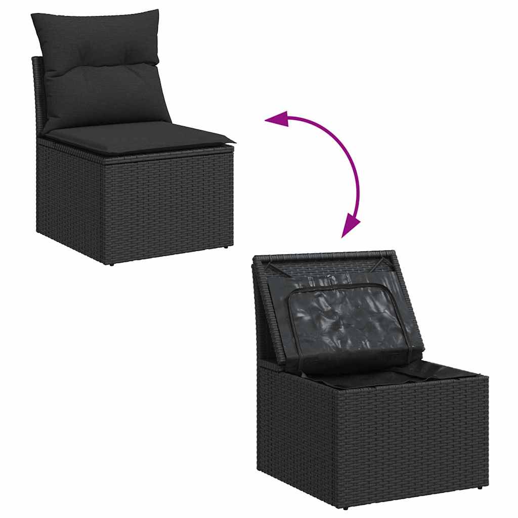 Have Spisebordssæt 5 pcs Sort Poly Rattan og pulverlakeret stål