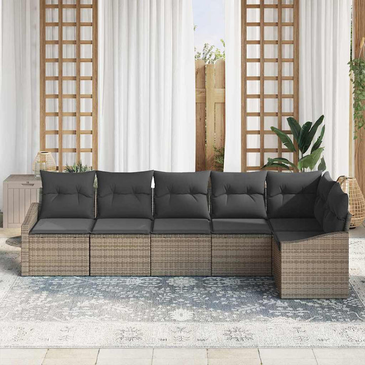 Have Spisebordssæt 6 pcs Grå Poly Rattan og pulverlakeret stål
