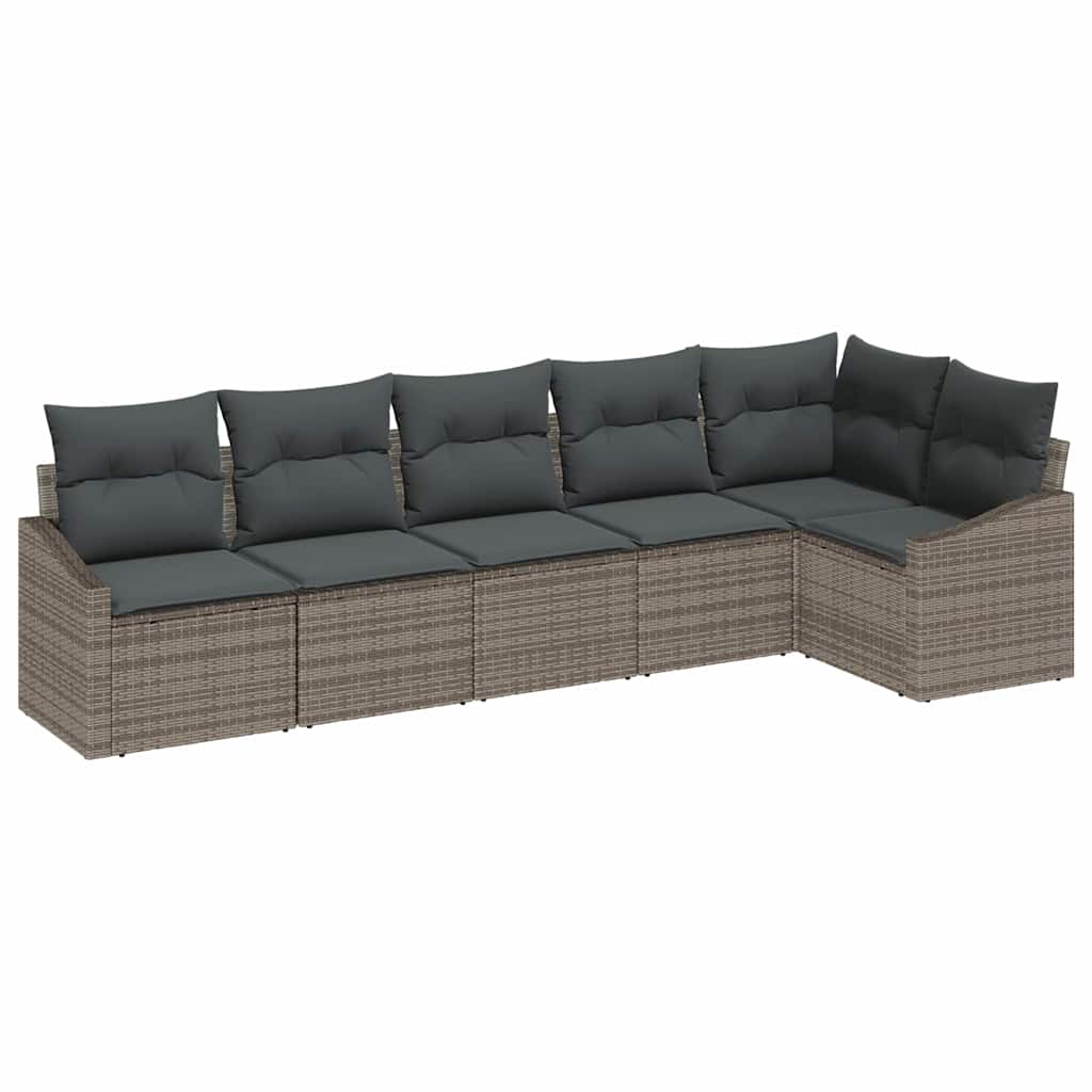 Have Spisebordssæt 6 pcs Grå Poly Rattan og pulverlakeret stål