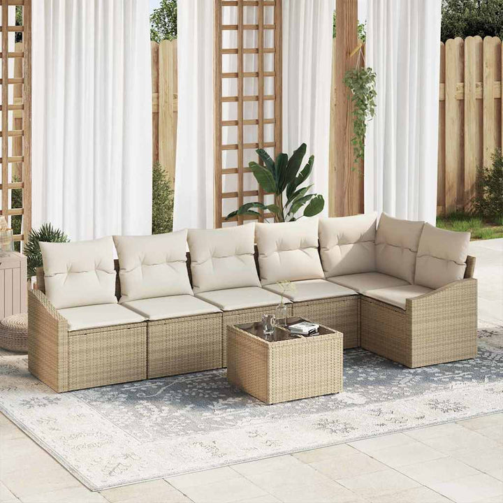 Have Spisebordssæt med pude med opbevaring 7 pcs Beige og creme