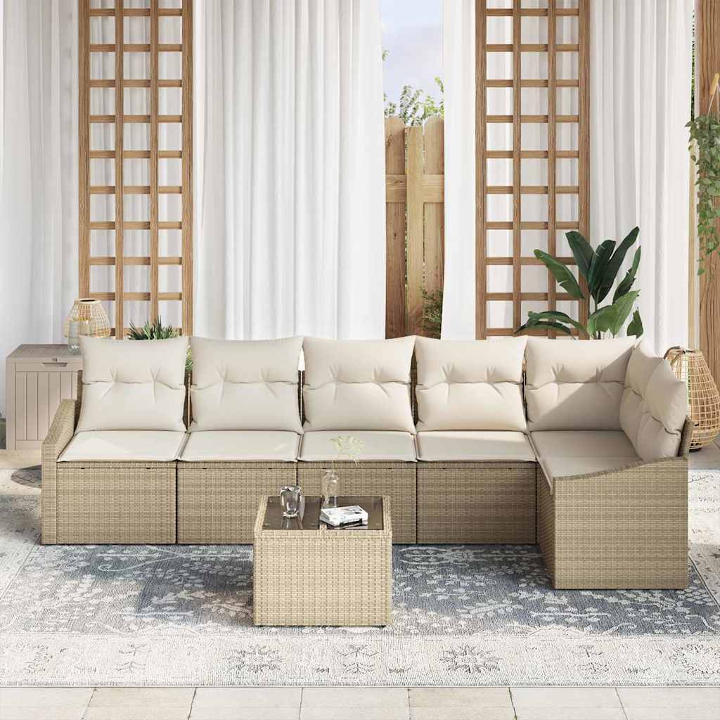 Have Spisebordssæt med pude med opbevaring 7 pcs Beige og creme