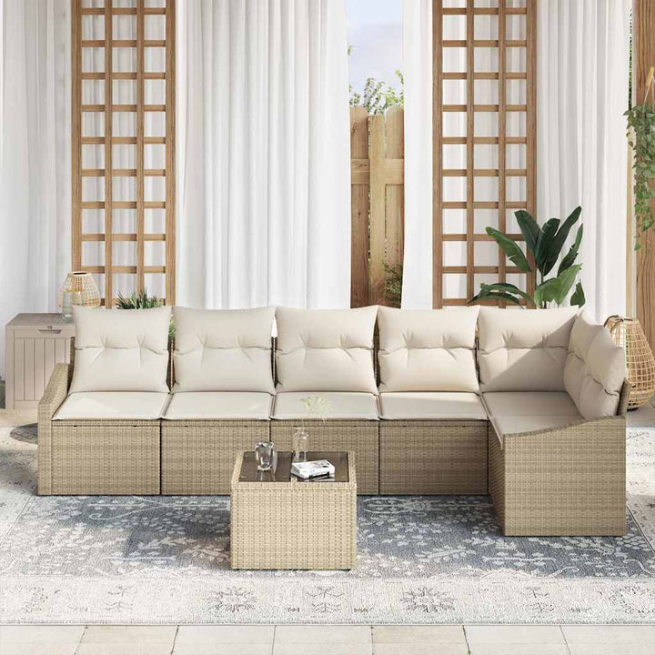 Have Spisebordssæt med pude med opbevaring 7 pcs Beige og creme
