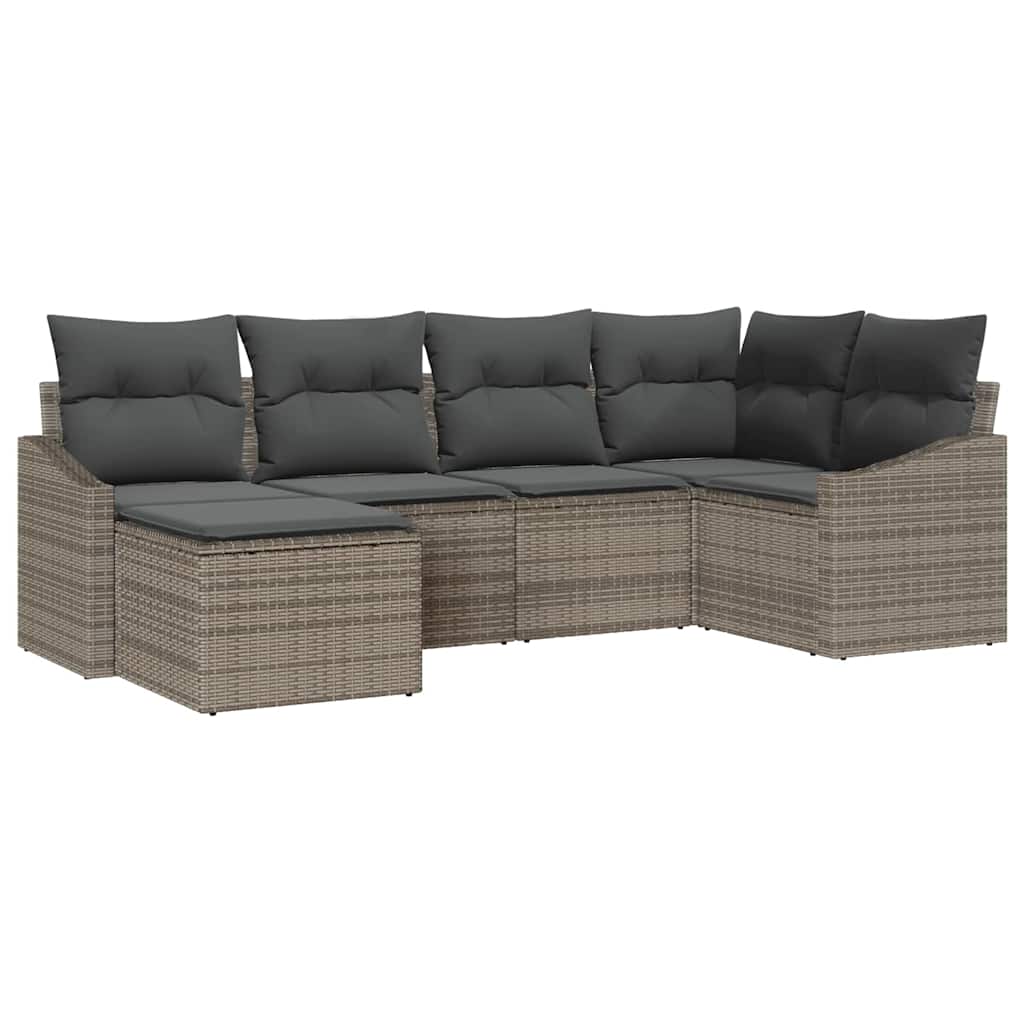 Have Spisebordssæt 6 pcs Grå Poly Rattan og pulverlakeret stål