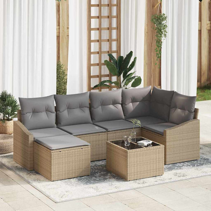 Have Spisebordssæt med pude 7 pcs Beige og lys grå