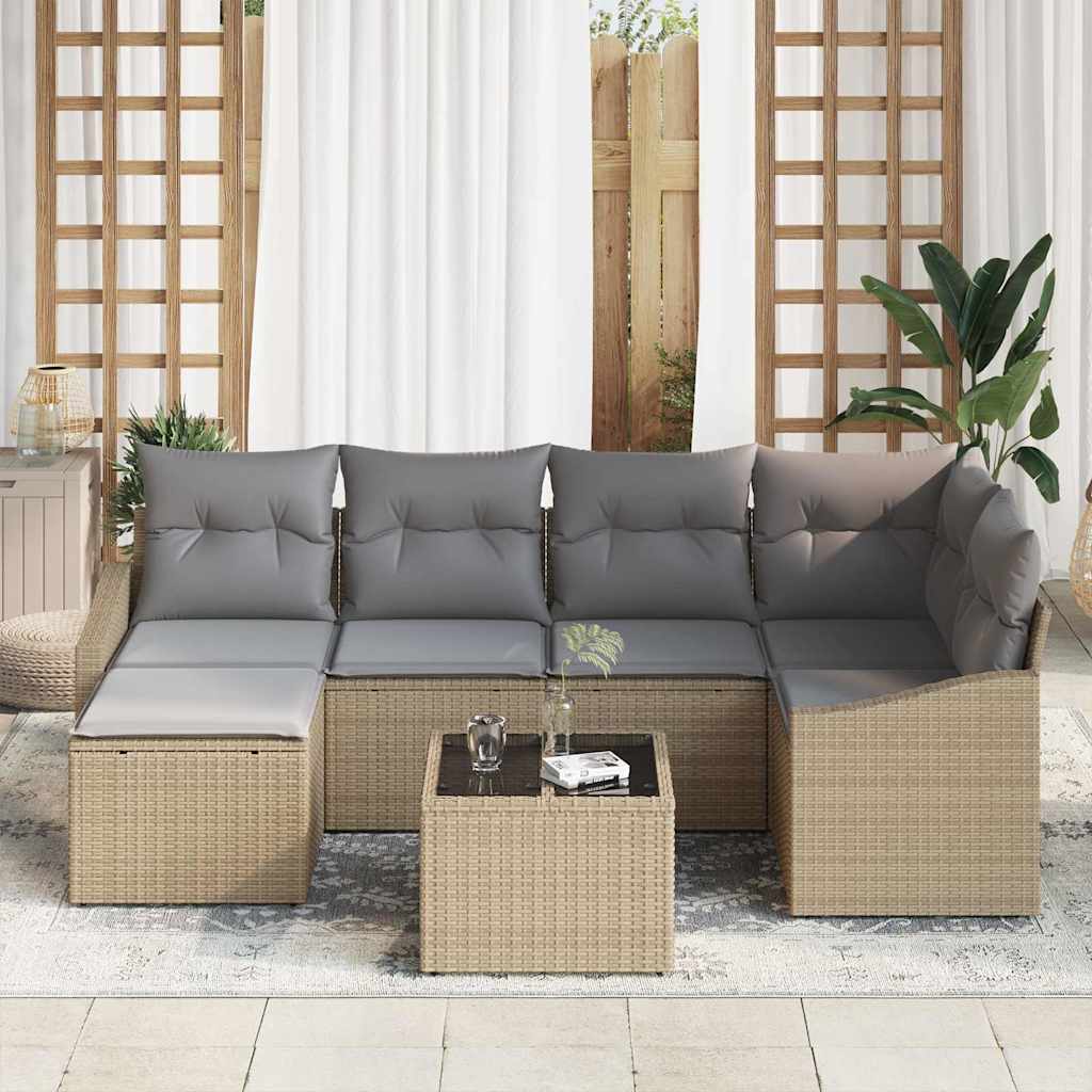 Have Spisebordssæt med pude 7 pcs Beige og lys grå