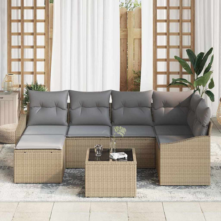 Have Spisebordssæt med pude 7 pcs Beige og lys grå