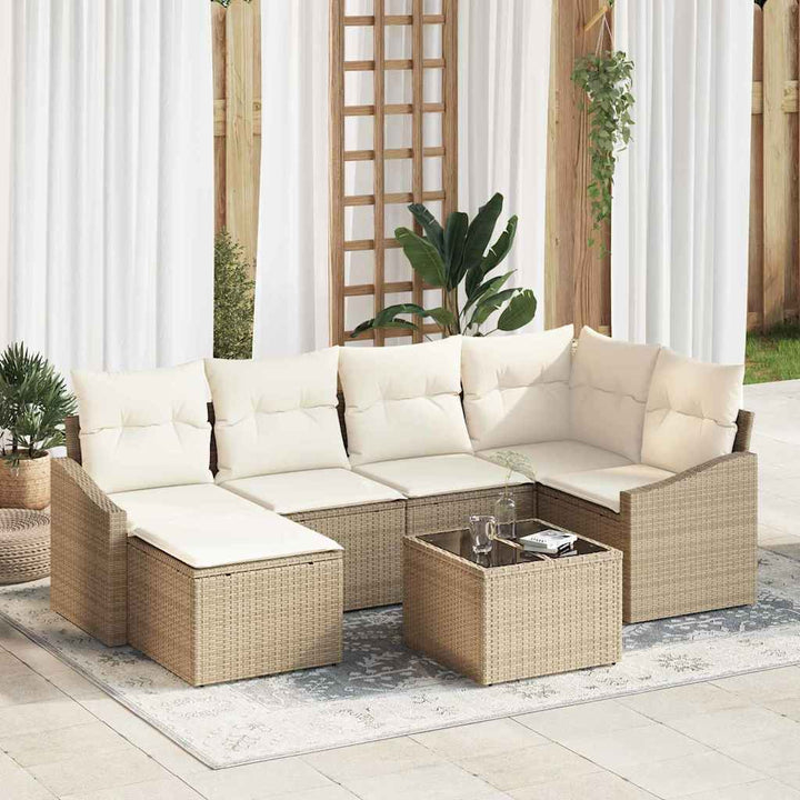 Have Spisebordssæt med pude med opbevaring 7 pcs Beige og creme
