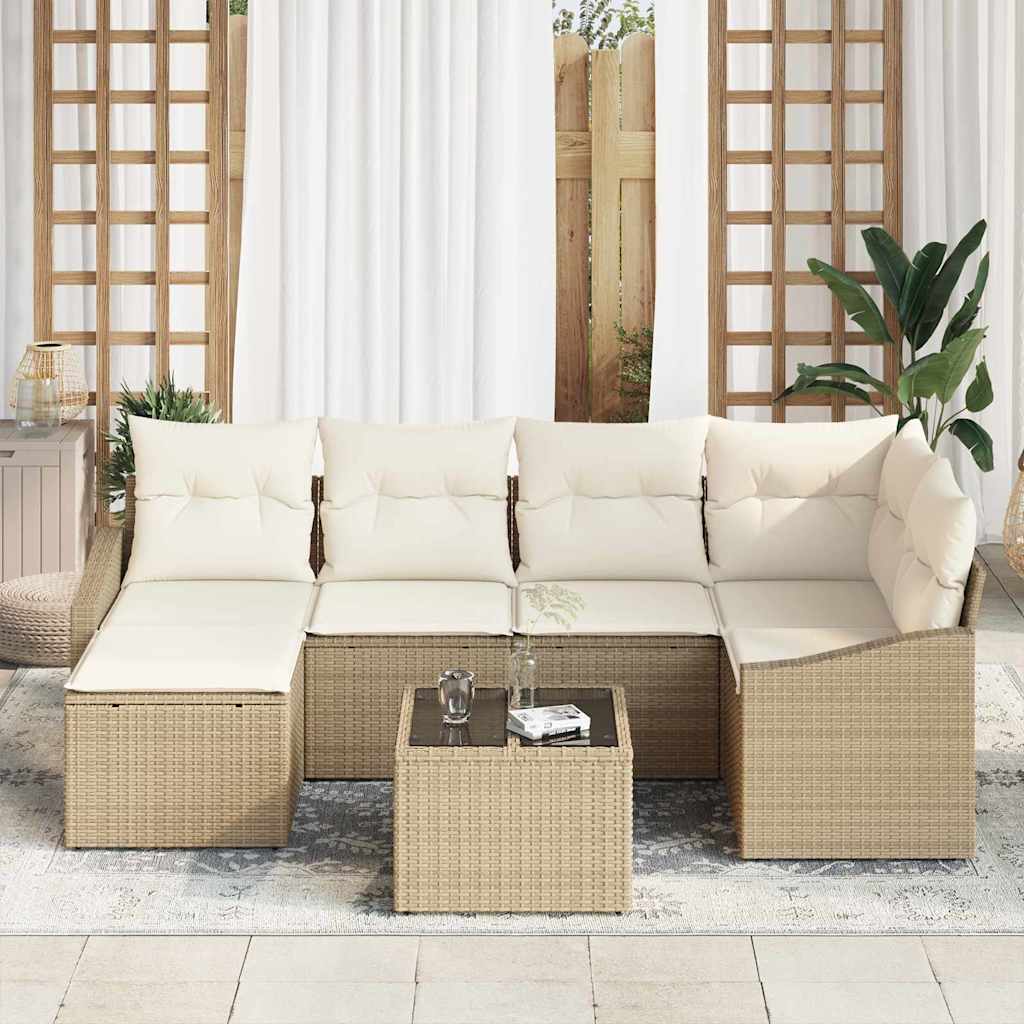 Have Spisebordssæt med pude med opbevaring 7 pcs Beige og creme