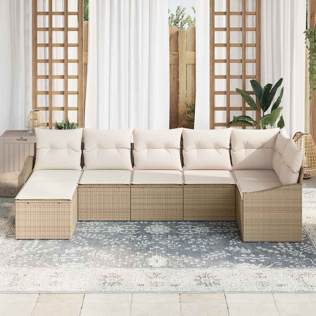 Have Spisebordssæt med pude med opbevaring 7 pcs Beige og creme