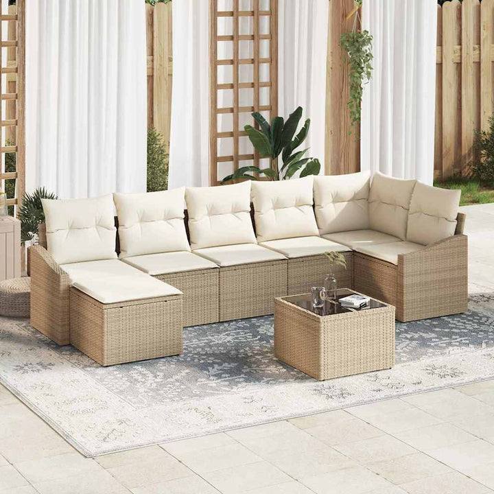 Have Spisebordssæt med pude med opbevaring 8 pcs Beige og creme