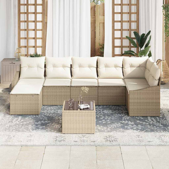 Have Spisebordssæt med pude med opbevaring 8 pcs Beige og creme