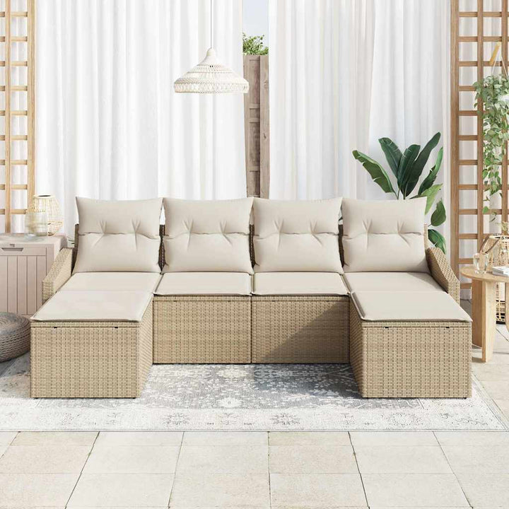 Have Spisebordssæt med pude med opbevaring 6 pcs Beige og creme