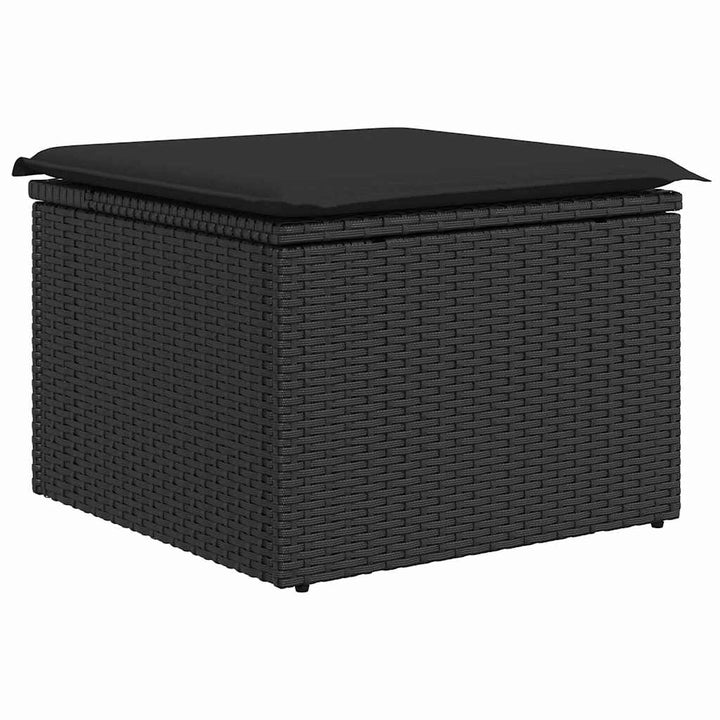 Have Spisebordssæt 6 pcs Sort Poly Rattan og pulverlakeret stål