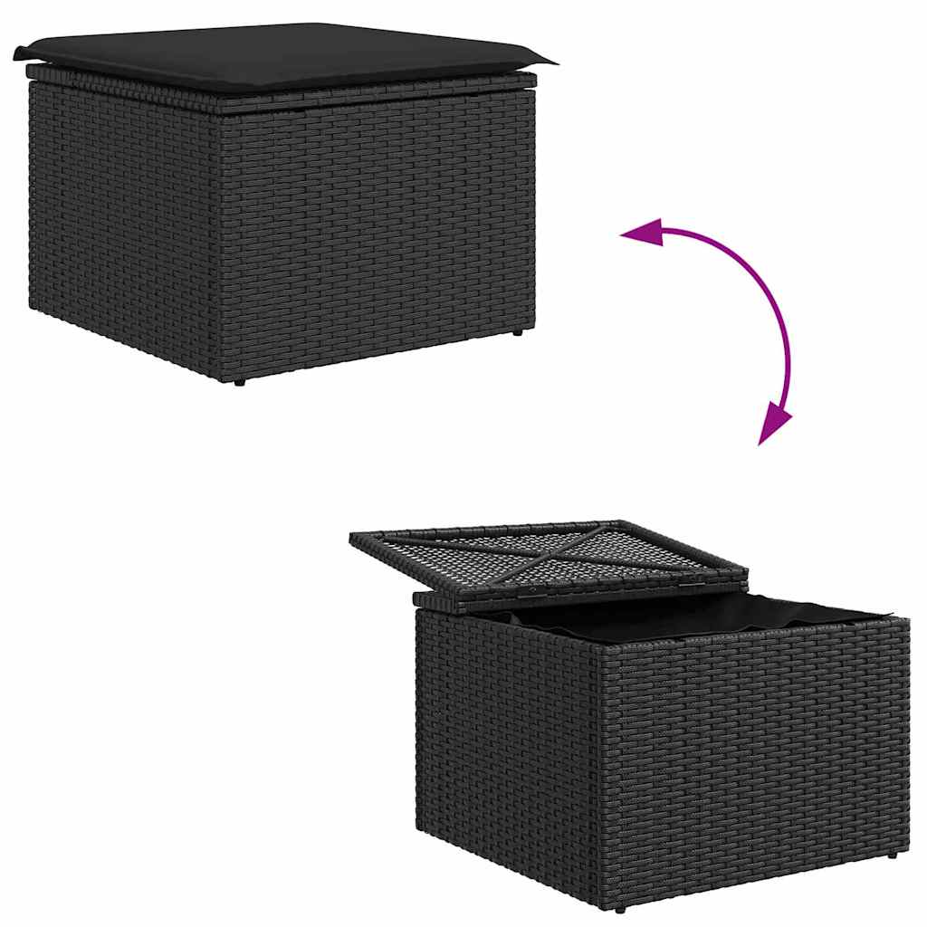 Have Spisebordssæt 6 pcs Sort Poly Rattan og pulverlakeret stål