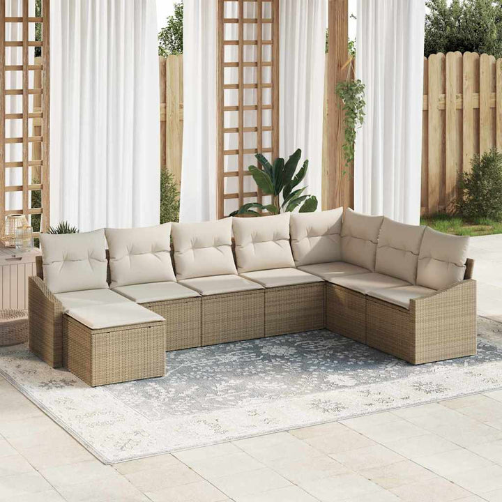 Have Spisebordssæt med pude med opbevaring 8 pcs Beige og creme