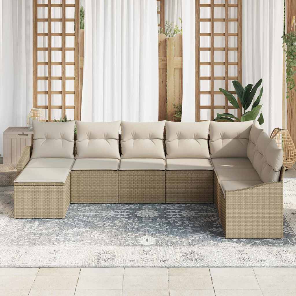 Have Spisebordssæt med pude med opbevaring 8 pcs Beige og creme