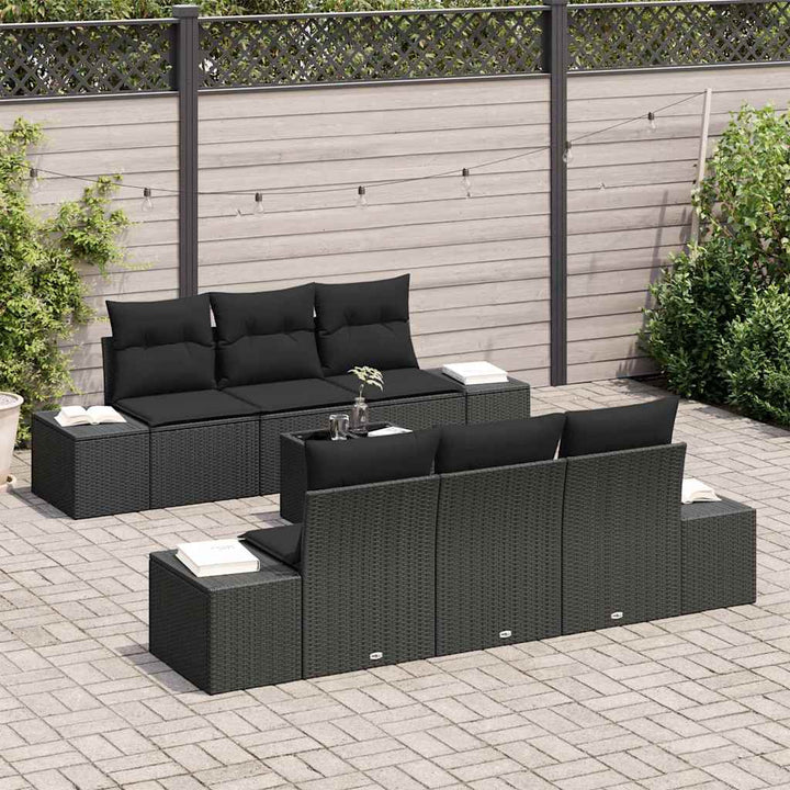 Havesofa Sæt med pude med opbevaring 7 pcs Sort 55 x 55 x 37 cm