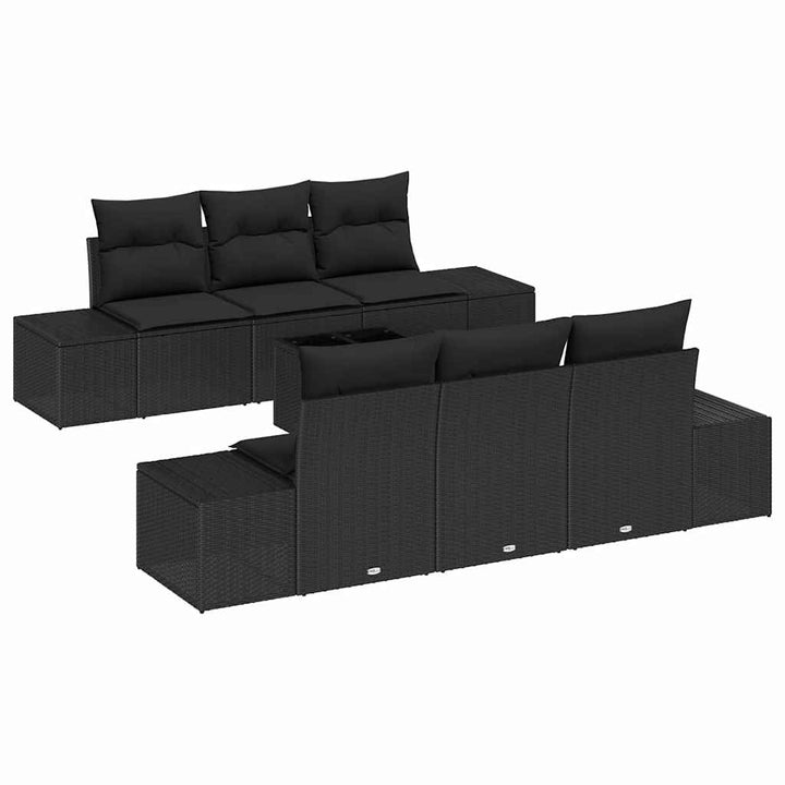 Havesofa Sæt med pude med opbevaring 7 pcs Sort 55 x 55 x 37 cm
