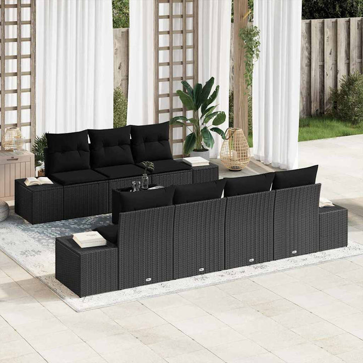 Havesofa Sæt med pude med opbevaring 8 pcs Sort 55 x 55 x 37 cm