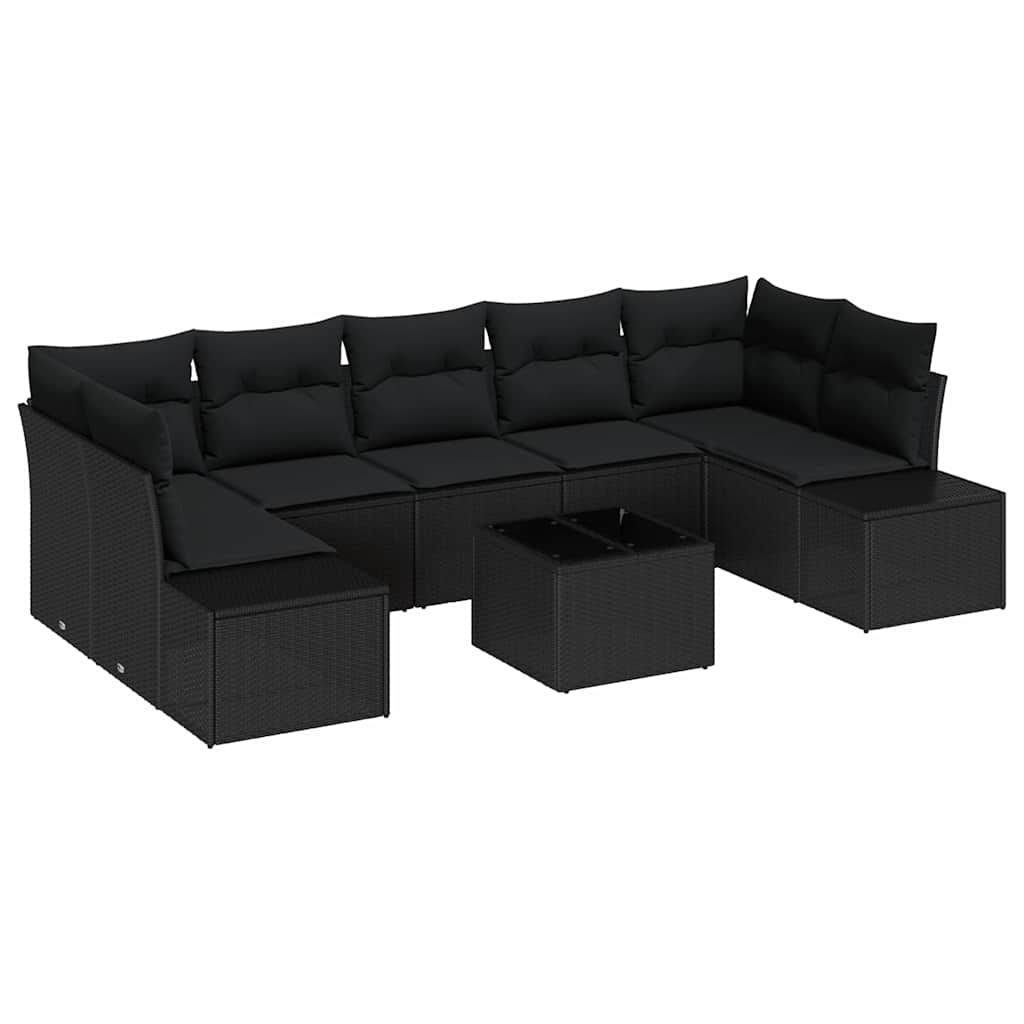 Havesofa Sæt med pude med opbevaring 8 pcs Sort 55 x 55 x 37 cm