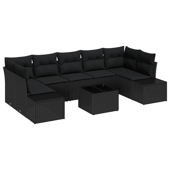 Havesofa Sæt med pude med opbevaring 8 pcs Sort 55 x 55 x 37 cm