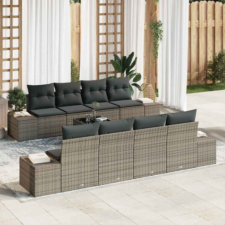 Havesofa Sæt med pude med opbevaring 7 pcs Grå 55 x 55 x 37 cm