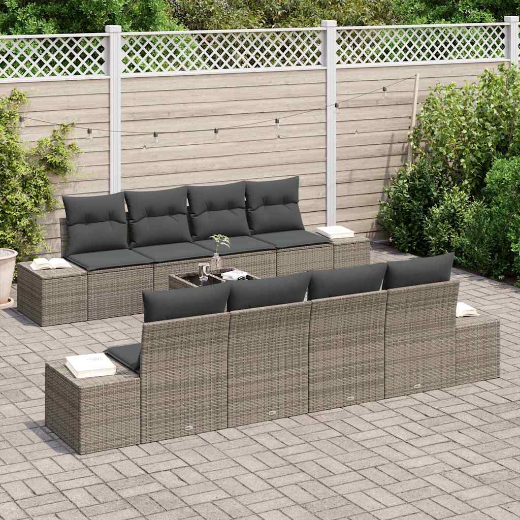 Havesofa Sæt med pude med opbevaring 7 pcs Grå 55 x 55 x 37 cm