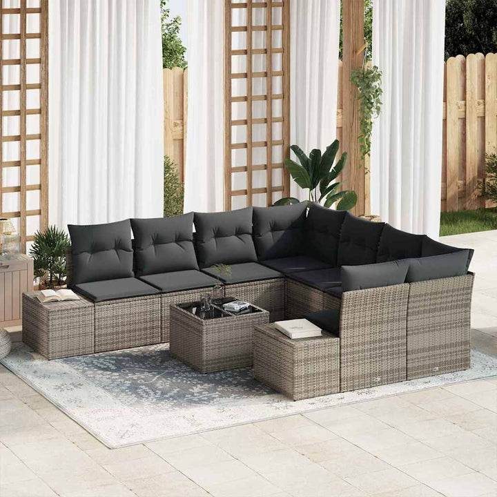 Havesofa Sæt med pude med opbevaring 9 pcs Grå 55 x 55 x 37 cm