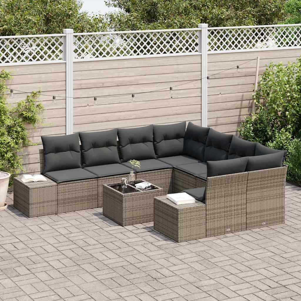 Havesofa Sæt med pude med opbevaring 9 pcs Grå 55 x 55 x 37 cm