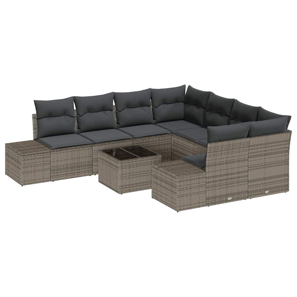 Havesofa Sæt med pude med opbevaring 9 pcs Grå 55 x 55 x 37 cm