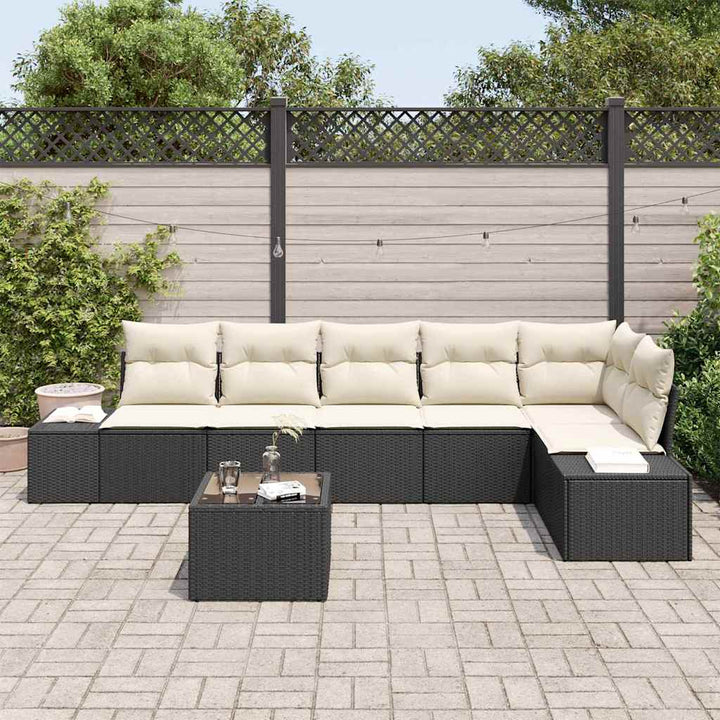Havesofa Sæt med pude med opbevaring 7 pcs Brun og Creme