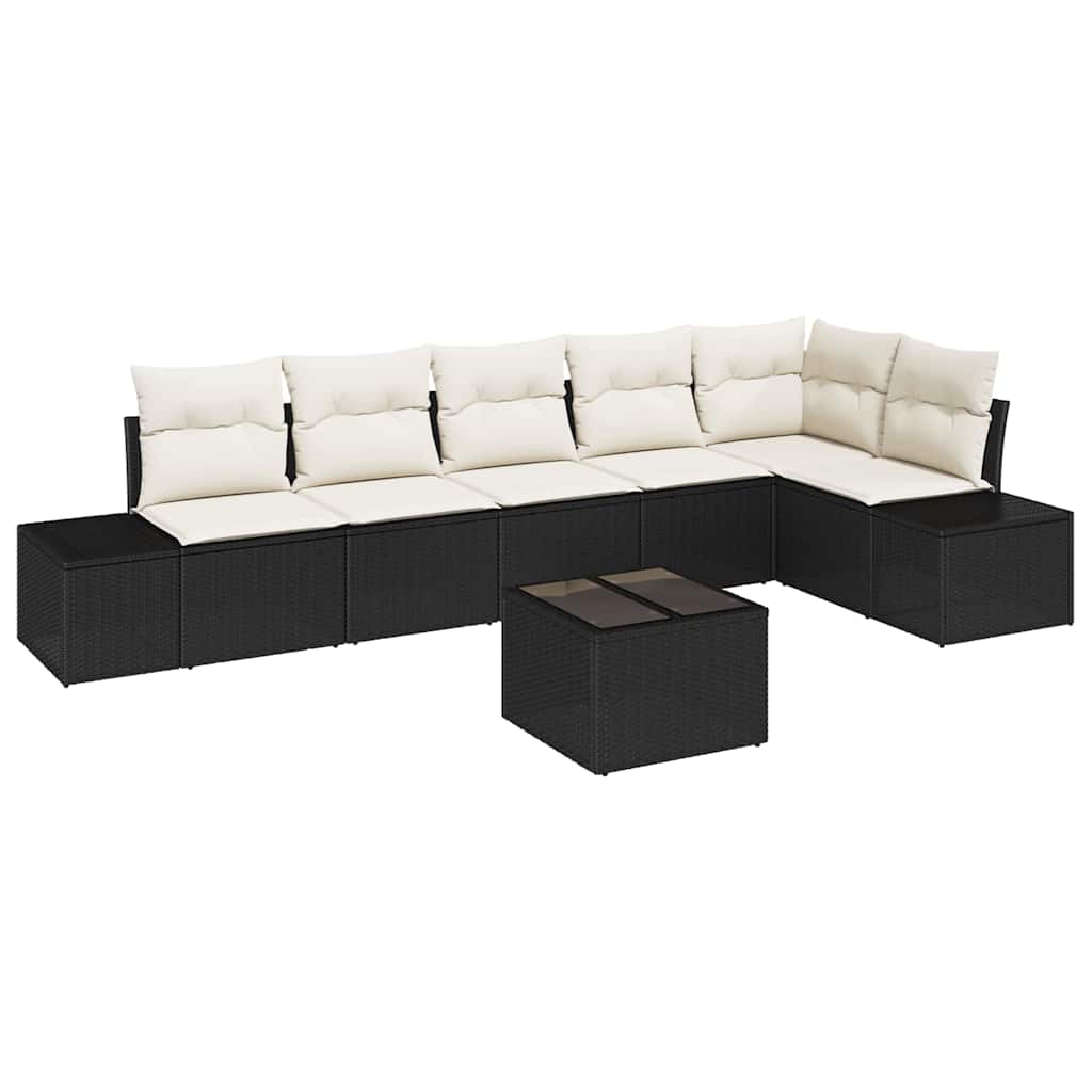 Havesofa Sæt med pude med opbevaring 7 pcs Brun og Creme