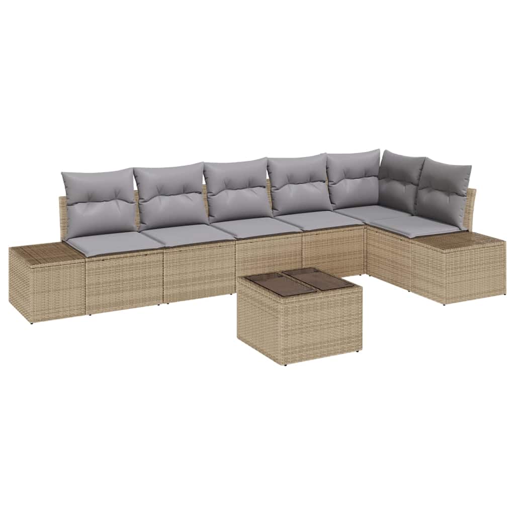Havesofa Sæt med pude med opbevaring 7 pcs Beige og lys grå