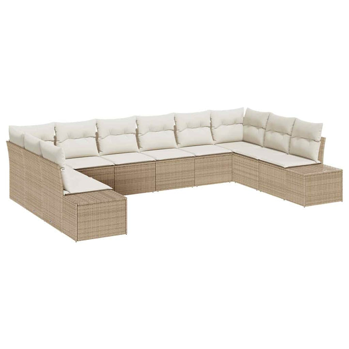 Havesofa Sæt 10 pcs beige og cremefarvet 344 x 209 x 85 cm