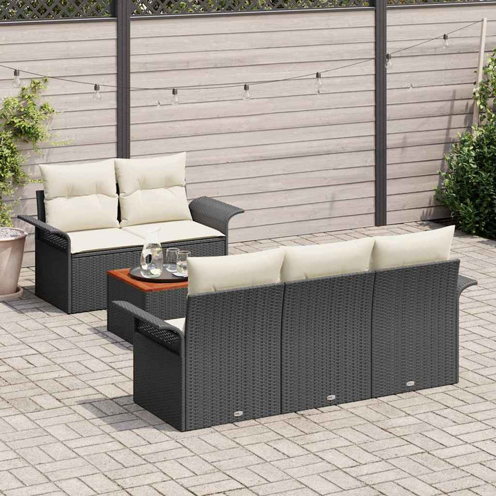 Havesofa Sæt med pude 6 pcs Sort og Cream 55 x 55 x 37 cm