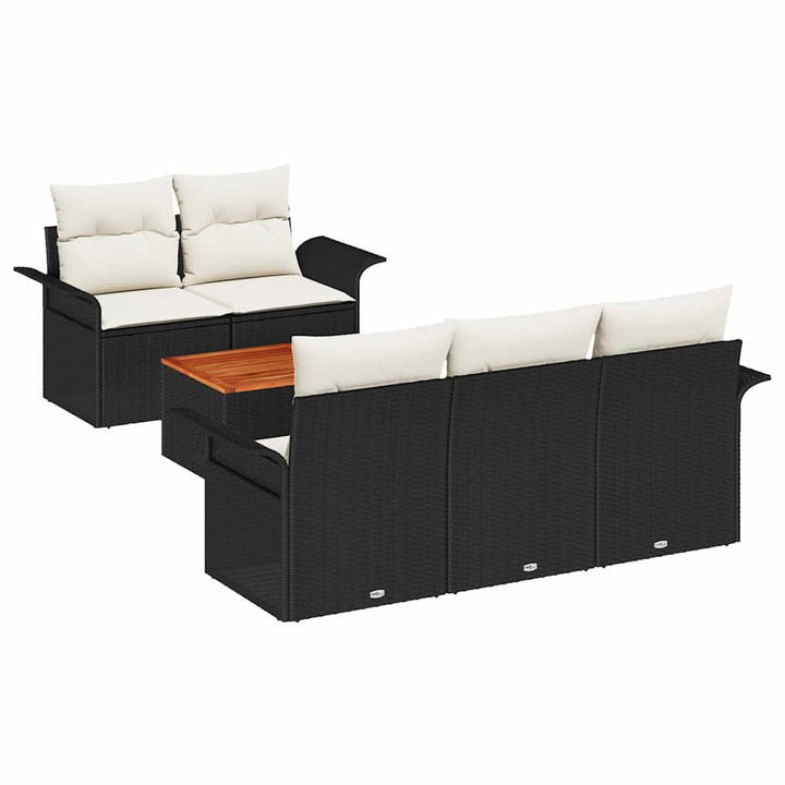 Havesofa Sæt med pude 6 pcs Sort og Cream 55 x 55 x 37 cm